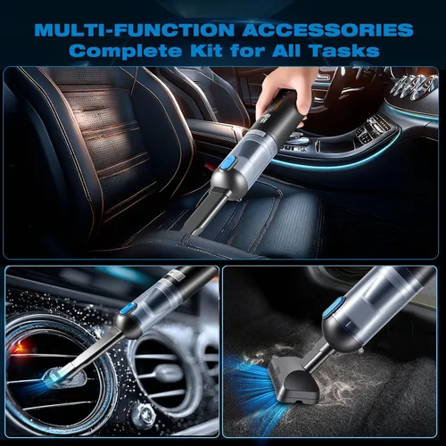 Miniatura 3 de HAUSMEISTER Airflex Go - Aspiradora inalámbrica para automóvil de 16000 Pa, aspiradora de mano 4 en 1 con plumero e inflador, mini aspiradora