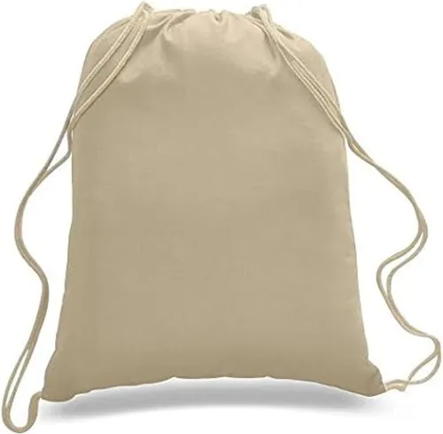Miniatura 7 de ToteBagFactory Paquete de 6 mochilas de lona de algodón con cordón: blanco, liso, tela reutilizable, 14 pulgadas de ancho x 18 pulgadas de alto