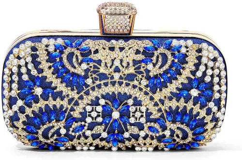 Yokawe Bolso de mano de noche de cristal para mujer, bolso de boda nupcial con diamantes de imitación para fiesta