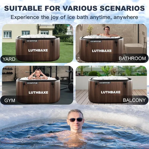 Miniatura 5 de Cold Plunge Bañera inflable independiente mejorada de 218 galones con diseño duradero de 5 capas Baño portátil de agua fría para la recuperación