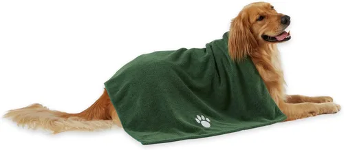 Miniatura 24 de Bone Dry Colección de toallas de aseo para mascotas, microfibra absorbente, XL, 41 x 23.5 pulgadas, color verde bordado Bordado verde