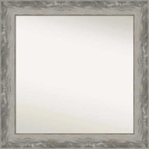 Miniatura 146 de Amanti Art Espejo de baño plateado para sobre el fregadero, 24 x 24 pulgadas, espejo cuadrado de peltre forjado a medida, marco de madera casual