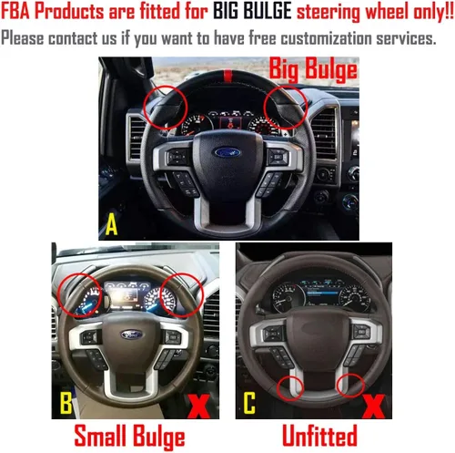 Miniatura 2 de Funda para volante de piel perforada negra y gamuza roja, costura a mano en envoltura para Ford F150 Raptor 2016-2019