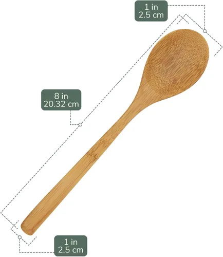 Miniatura 2 de BambooMN Cuchara de cena reutilizable de bambú sólido de 8 pulgadas, cubiertos de comedor, utensilios de cocina, 10 piezas