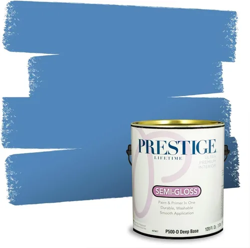 Miniatura 16 de Prestige Paints. - Base y pintura para exteriores en un solo galón, 1 galón. plano, comparable con Sherwin Williams Topsail. SW159-azul hechizante.
