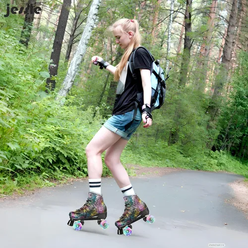 Miniatura 4 de jessie Patines de ruedas para exteriores para mujeres y adultos, con ruedas iluminadas, patines quad negros para hombres, jóvenes, niños y niñas