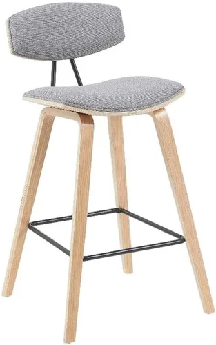 Miniatura 20 de Armen Living Fox - Taburete de bar moderno de mediados de siglo de piel sintética gris y madera negra de 25.5 pulgadas Piel sintética gris/negro