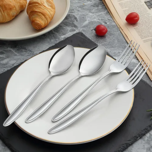 Miniatura 5 de Unokit Juego de cubiertos de tenedores y cucharas, 24 piezas de cubiertos de acero inoxidable de grado alimenticio para el hogar, cocina