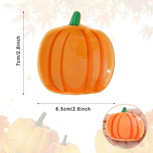Miniatura 2 de Whaline 4 piezas de soporte para cucharas de cerámica de calabaza, platos de salsa de calabaza Shpaed, plato de café de Acción de Gracias, plato