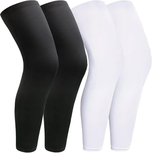 smilixin 2 pares de mangas para piernas, manga de compresión completa para hombres y mujeres, rodillera larga con tiras de silicona antideslizantes