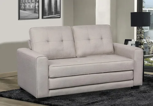 Miniatura 2 de Container Furniture Direct Sofá cama de lino de mediados de siglo para sala de estar, con brazos cuadrados, 58 pulgadas, color marfil