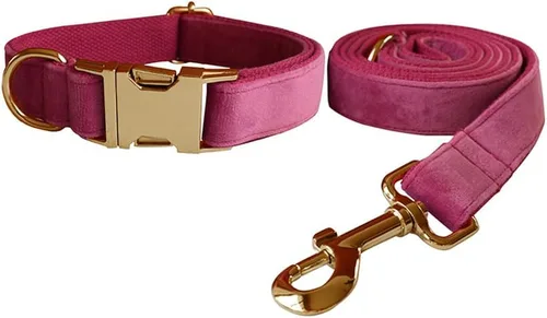 Miniatura 14 de Love Dream Juego de collar y correa de terciopelo para perro, suave y cómodo, correa ajustable y collar con hebilla de metal resistente para perros