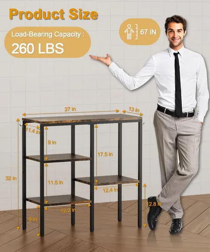 Miniatura 5 de Soporte de horno microondas de 4 niveles, estación de café ajustable para electrodomésticos pequeños, estante para panadería con 4 ganchos y 7