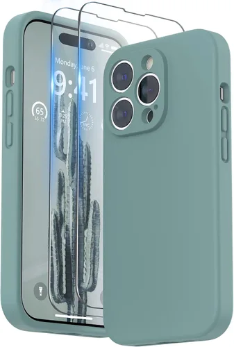 Miniatura 23 de SURPHY Funda diseñada para iPhone 14 Pro con protector de pantalla, (protección de cámara y forro de microfibra suave), funda de silicona líquida