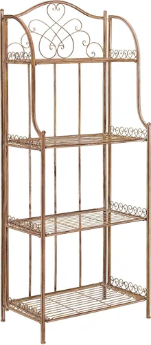 Miniatura 9 de Safavieh PAT5014B Outdoor Collection Amaris - Estante para panaderos de 4 niveles de hierro forjado blanco antiguo