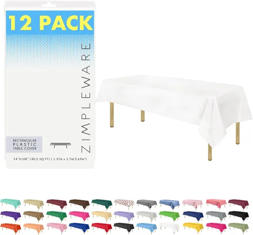 Miniatura 25 de Zimpleware - Mantel redondo de plástico para fiestas de 213 cm (84 pulgadas) de diámetro (paquete de 1, 6 y 12 unidades)