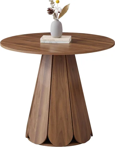 Miniatura 16 de Mesa de comedor redonda de 47 pulgadas, mesa de comedor acanalada de granja, mesa de comedor redonda pequeña de madera moderna para cocina, sala