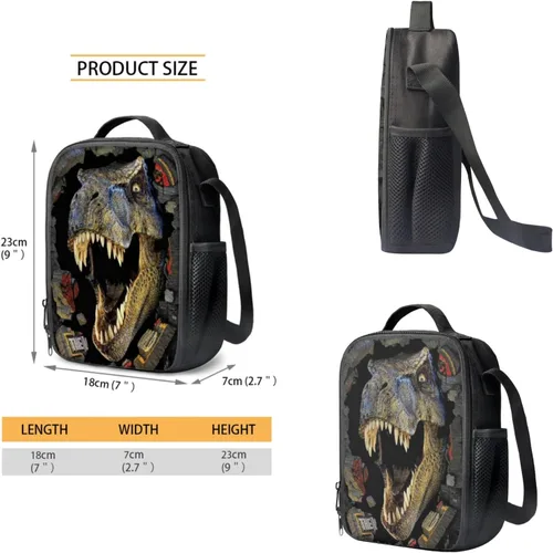 Miniatura 5 de HUGS IDEA Juego de 3 bolsas escolares con aislamiento térmico para el almuerzo, estuche para lápices