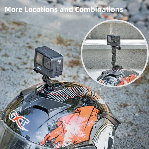 Miniatura 4 de Kit de montaje para casco de motocicleta Compatible con GoPro Hero 13 Negro, Hero 12/11/10/9/8/7, DJI Action 6/5 Pro/4/3 y más cámaras de acción