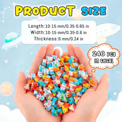 Miniatura 2 de 240 borradores espaciales, mini borradores espaciales para niños, astronauta, cohete, OVNI de naves espaciales, para recuerdos de fiesta, hogar