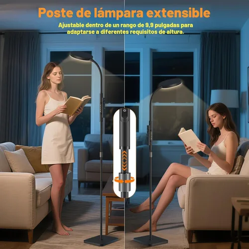 Miniatura 2 de PACOVY Lámpara de Pie, Lámparas de Pie de Altura Ajustable para Sala de Estar Dormitorio, 120 LED Súper Brillante Lámpara de Pie con Control Remoto
