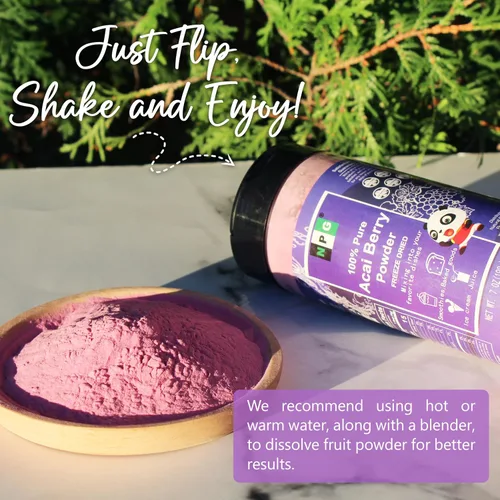 Miniatura 3 de NPG Polvo liofilizado de bayas de acai de 7 onzas, superalimento sin semillas con una textura fina en polvo para batidos, bebidas y colorantes