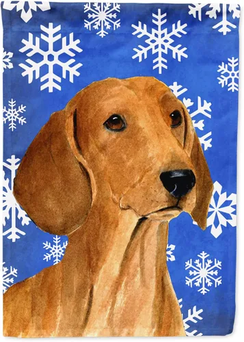 Miniatura 206 de Caroline's Treasures SC9374GF Bulldog English Snow flakes Holiday Garden Flag Buzón Bandera decorativa para patio exterior, patio, obras de arte
