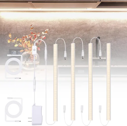 Miniatura 9 de JUSJUBR Iluminación enchufable para debajo del gabinete, 2 luces regulables de armario de 12 pulgadas, barra de luz LED USB enlazable de 6000 K