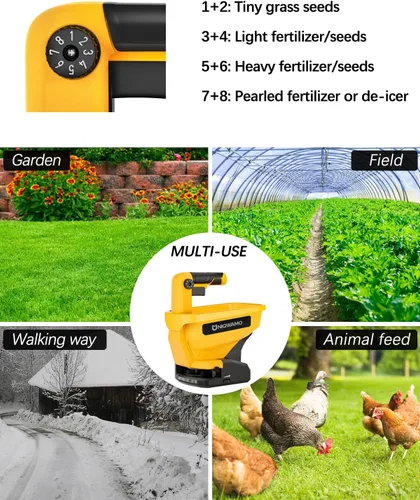 Miniatura 5 de Uniqwamo Esparcidor de Potencia Portátil Compatible con Batería Dewalt de Iones de Litio de 20V/60V, Disponible Durante Todo el Año, Semillas