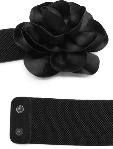 Miniatura 6 de Women Girls Big Flower Belt Cute Design Wide Elastic Waist Band Waist Décor Multi