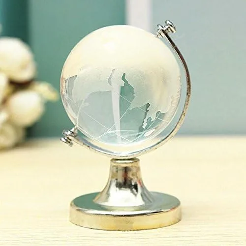 2.756x1.772 in Mini Globo Mundial de Cristal Cristal Pisapapeles Claro Escritorio Oficina Decoración del Hogar Recuerdo de Boda Artesanías Adornos
