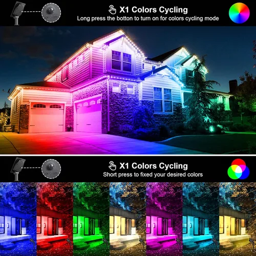 Miniatura 2 de T-SUNUS - Focos solares de paisaje que cambian de color, luces solares impermeables para exteriores, luz de estanque de jardín ajustable de 180°