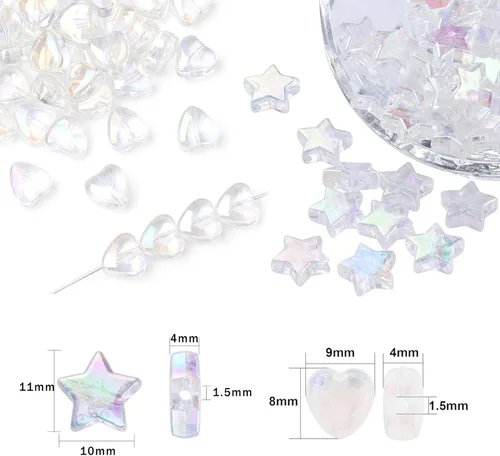 Miniatura 3 de 400 cuentas de corazón de acrílico AB para hacer joyas, bonitas cuentas para collares, cuentas espaciadoras estéticas únicas, abalorios a granel