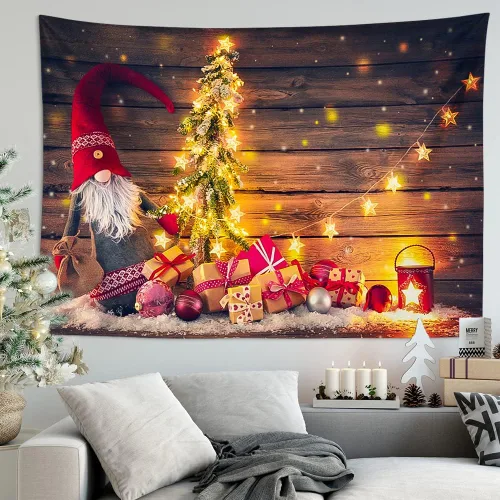 Miniatura 9 de OTOSTAR Tapiz de gnomo navideño para colgar en la pared, regalo de árbol de Navidad, manta para colgar en la pared, arte de pared al aire libre