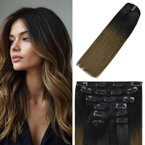Miniatura 35 de WindTouch - Extensiones de cabello humano Remy con pinzas, color rubio decolorado combinado con balayage, para cabello rubio, 2.47 onzas, N.°