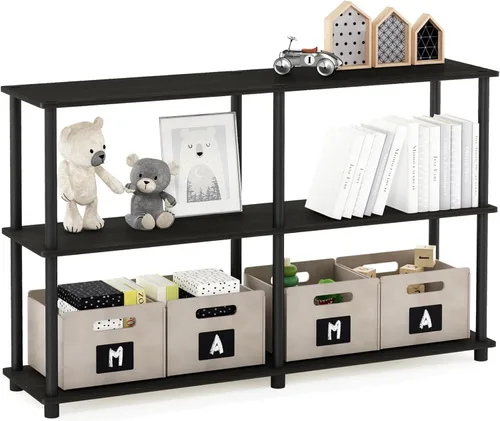 Miniatura 6 de Furinno TURN-N-TUBE - Estantes de almacenamiento, Estante de 3 niveles de 47.4" de ancho para libros, Estante de esquina, Estantes abiertos sin