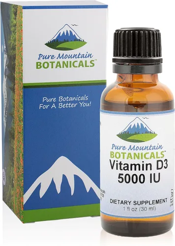 Miniatura 6 de Pure Mountain Botanicals Gotas líquidas de vitamina D3 de 5000 UI (125 mcg) - Gotas Kosher D3 en aceite MCT, sin OMG, sin gluten, sin sabor, 177