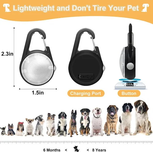 Miniatura 6 de Luz de collar de perro, 4 modos de luces para perro para caminar por la noche, luz de collar de mascota recargable LED para clip nocturno