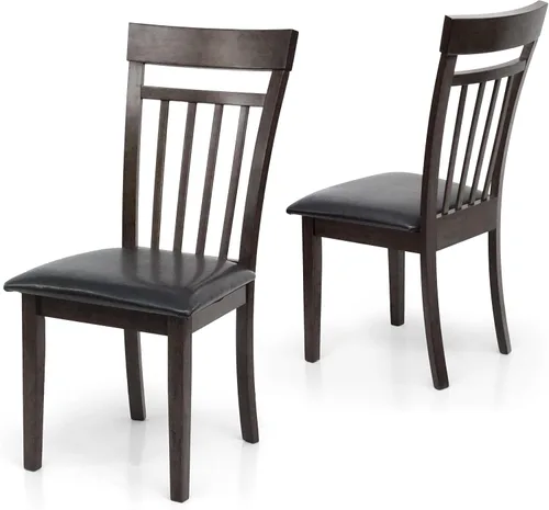 Miniatura 3 de Juego de cocina de comedor de 3 piezas, mesa cuadrada y 2 sillas cálidas en acabado negro espresso