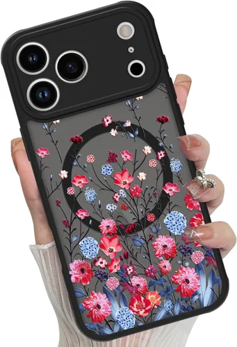 Miniatura 22 de Funda magnética para iPhone 17 Pro [compatible con MagSafe], bonita funda de moda con estampado de leopardo negro, translúcida, mate, parte trasera