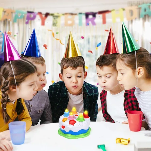 Miniatura 8 de Pastel de cumpleaños de primer año - Juguetes de pastel con música, velas que cuentan y soplan, juguetes cantantes para niños y niñas de 1, 2, 3 y 4