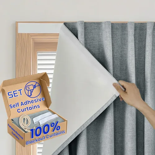 Miniatura 21 de Cortina opaca adhesiva, tratamiento completo de ventana de oscuridad para oficina en casa