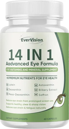 Fórmula avanzada 14 en 1, suplemento ocular con luteína, zeaxantina, astaxantina, extracto de arándano y zinc, suplemento mineral y vitamina ocular