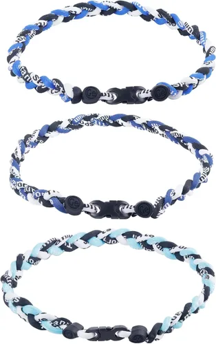 3 collares de béisbol de tres colores, tres colores, cuerda trenzada, tornado, titanio, collares de cuerda deportiva para niños y hombres jugadores