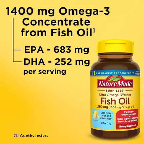 Miniatura 3 de Nature Made Suplementos de Aceite de Pescado Omega 3 de Fuerza Extra, 1400mg, Suplementos de Aceite de Pescado Omega 3 como Ésteres Etílicos