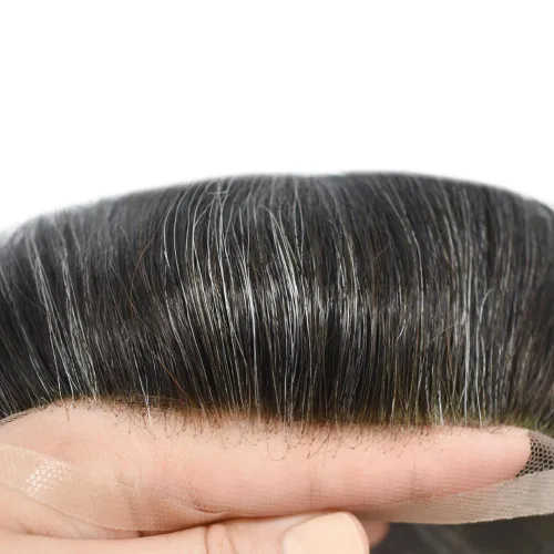 Miniatura 3 de Toupee Hair System For Men Real Human Hair Swiss Lace Mens Toupee Men Hair Replacement System Natural Hairline Mens Hairpieces 6X8"-80% light