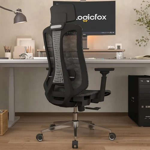 Miniatura 2 de Logicfox Silla de oficina ergonómica para largas horas – Soporte lumbar avanzado, reposabrazos y reposacabezas ajustables 3D, silla de malla