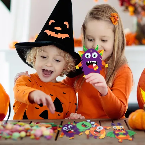 Miniatura 6 de Sumind 48 juegos de adornos de papel para manualidades de Halloween, kit decorativo de papel de Halloween, suministros de manualidades