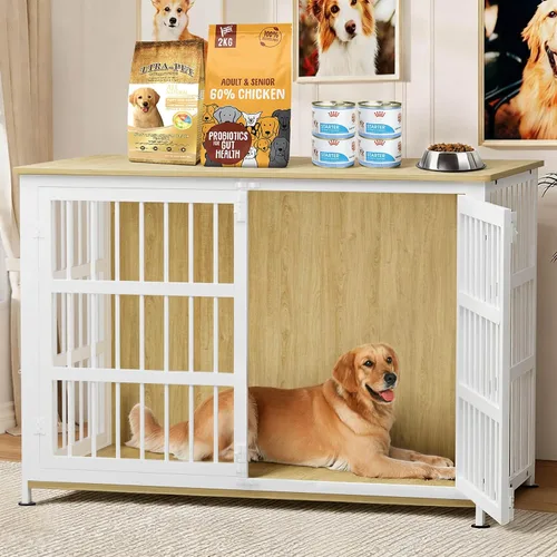 Miniatura 13 de Mueble Jaula para Perros de 46'' Jaula para Perros de Raza Grande Jaulas para Perros de Interior Jaulas para Perros de Madera Mesa Auxiliar Jaula