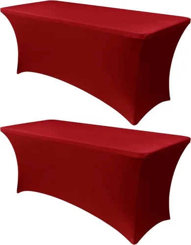 Miniatura 14 de Obstal Funda de mesa de elastano elástica de 4 pies para mesas plegables estándar, paquete de 2 manteles rectangulares universales ajustables